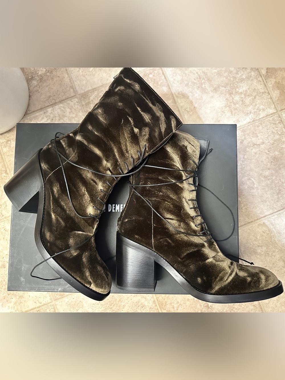‼️CLOSET CLOSING FINAL DAYS‼️ Ann Demeulemeester Brown Velvet Lace-Up Boot